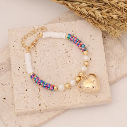 Wholesale Jewelry Bohemian Heart Imitation Pearl No Inlaid 18K Gold Plated Bracelets