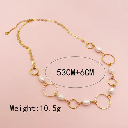 Bohemian Printing Stainless Steel Pearl Plating Necklace 1 Piece