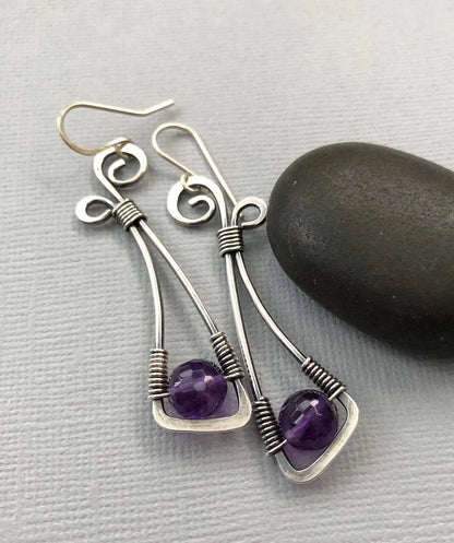 Bohemian Purple Amethyst Earrings European And American Creative Winding Earrings