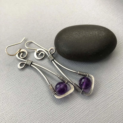 Bohemian Purple Amethyst Earrings European And American Creative Winding Earrings