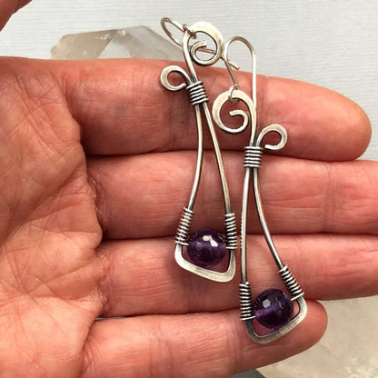 Bohemian Purple Amethyst Earrings European And American Creative Winding Earrings