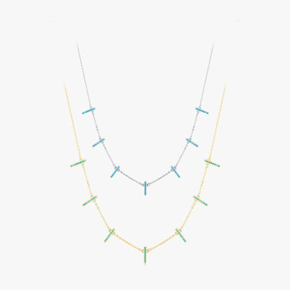 Bohemian Rectangle Sterling Silver Plating Inlay Turquoise 14k Gold Plated Rhodium Plated Choker