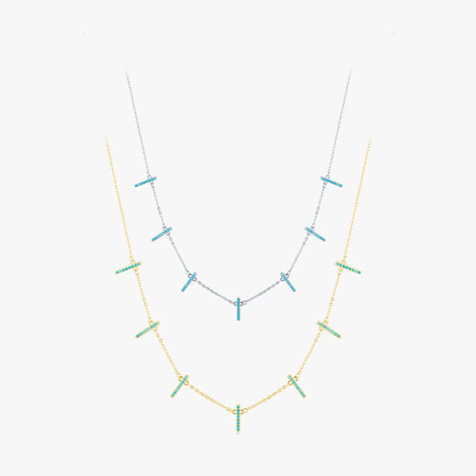 Bohemian Rectangle Sterling Silver Plating Inlay Turquoise 14k Gold Plated Rhodium Plated Choker