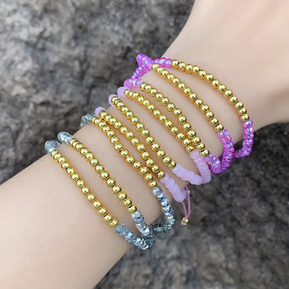 Bohemian Round 18k Gold Plated Artificial Crystal Copper Wholesale Bracelets