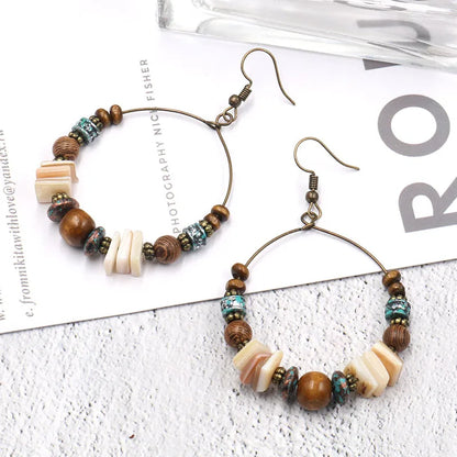 Bohemian Round Shell Beaded Women'S Drop Earrings