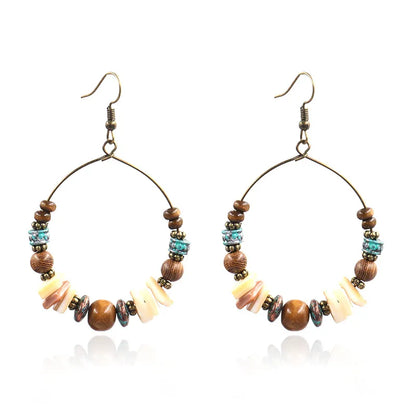 Bohemian Round Shell Beaded Women'S Drop Earrings