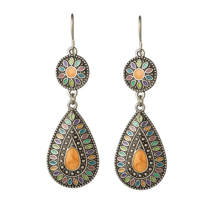 Bohemian Round Water Droplets Alloy Enamel Women'S Drop Earrings