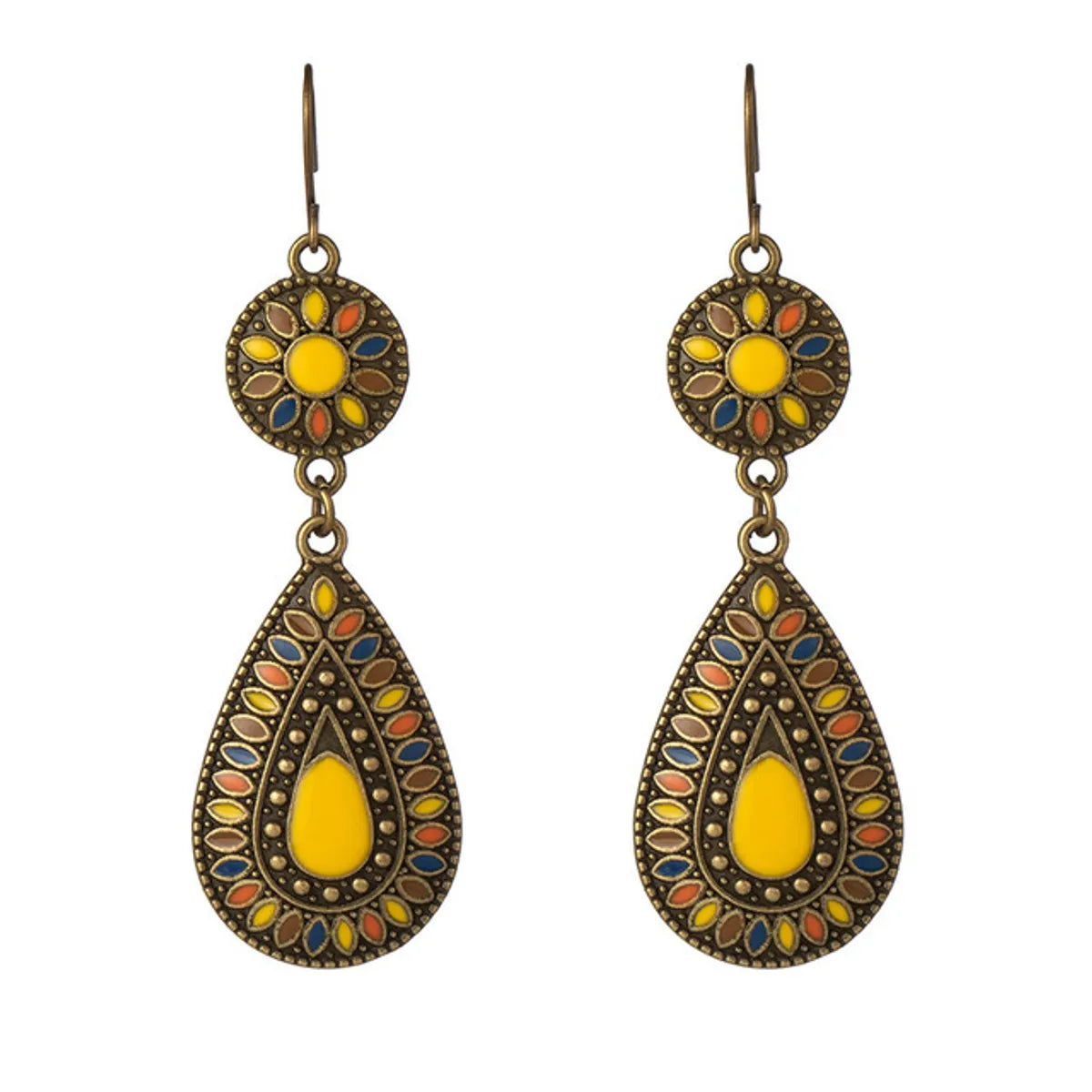 Bohemian Round Water Droplets Alloy Enamel Women'S Drop Earrings