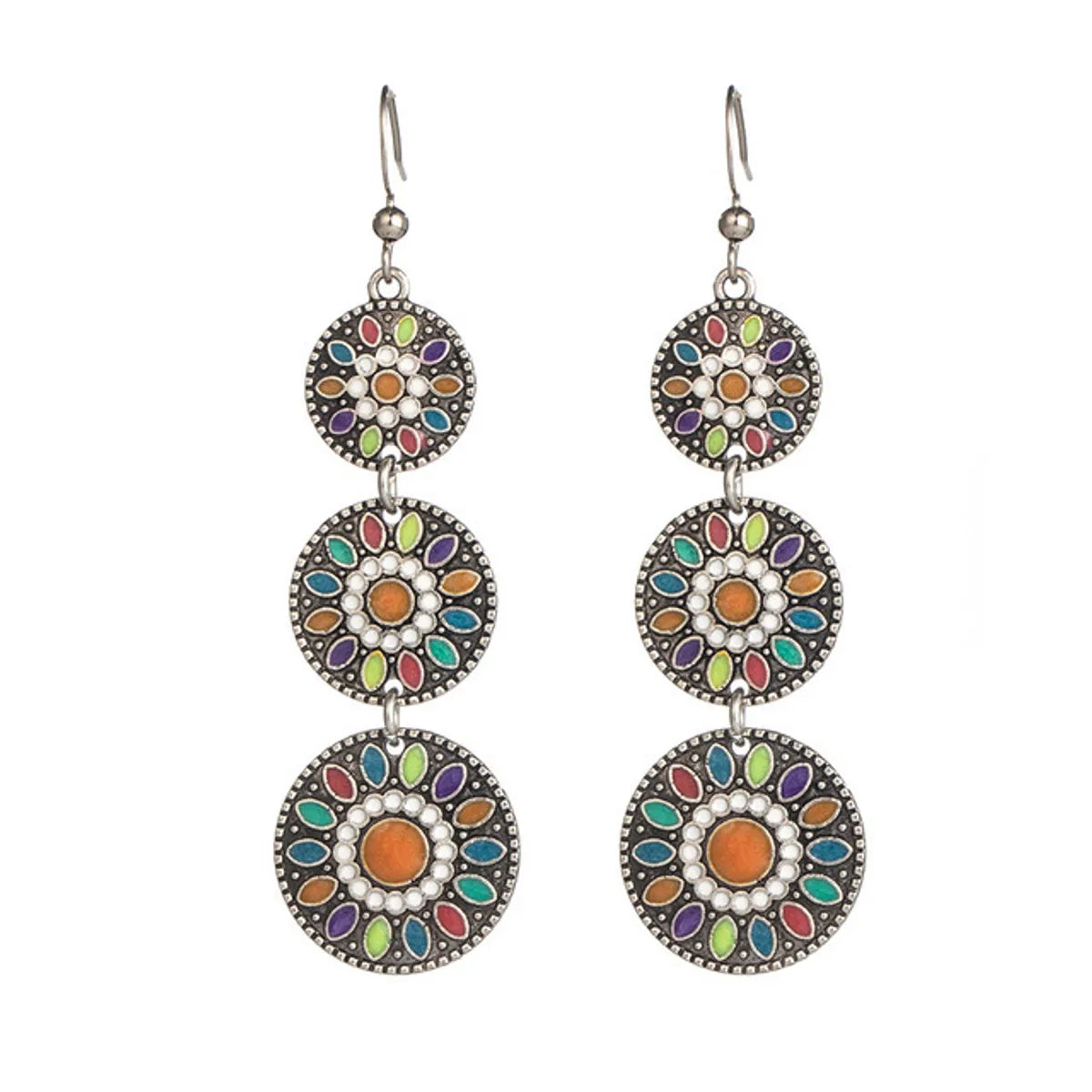 Bohemian Round Water Droplets Alloy Enamel Women'S Drop Earrings