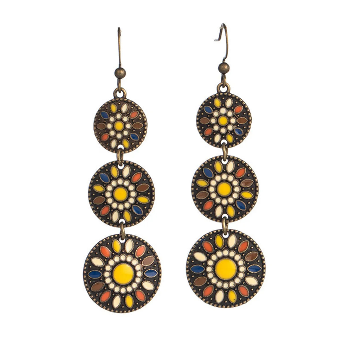 Bohemian Round Water Droplets Alloy Enamel Women'S Drop Earrings