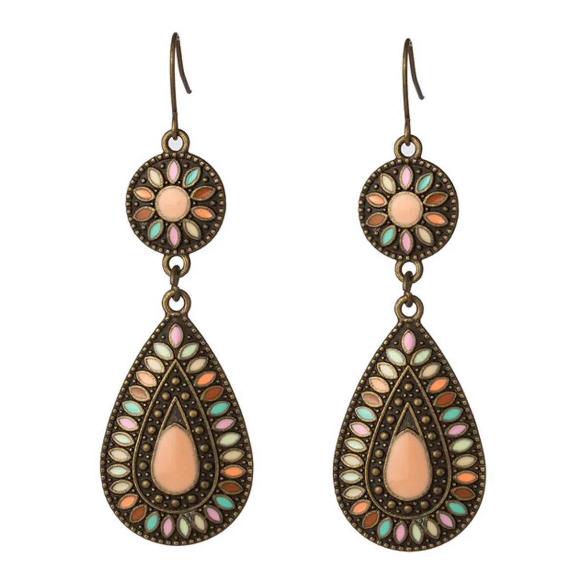 Bohemian Round Water Droplets Alloy Enamel Women'S Drop Earrings