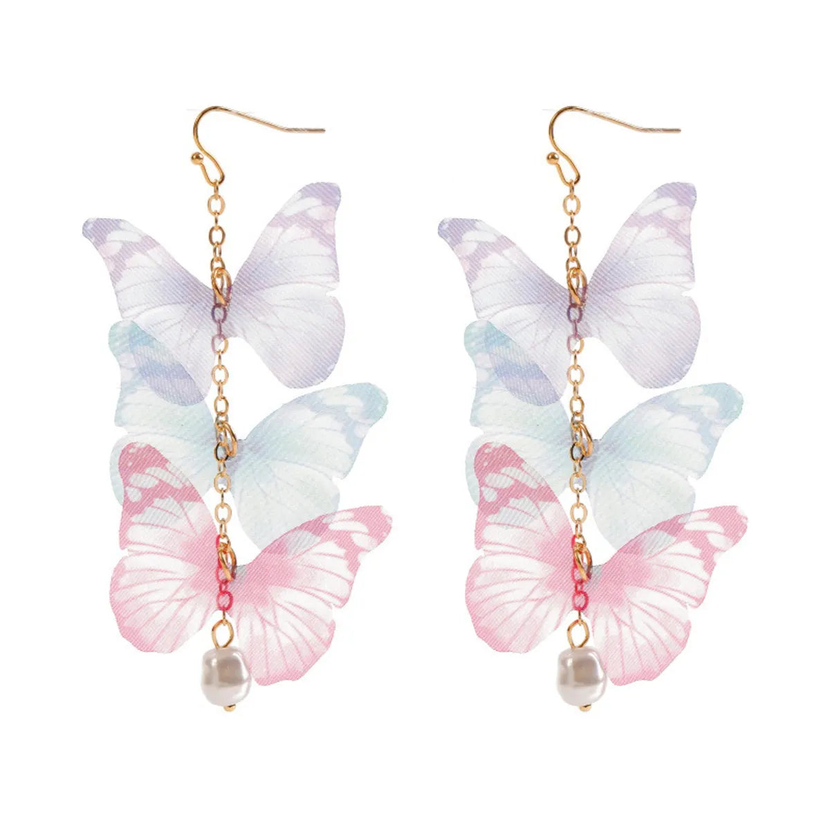 Bohemian Simple Long Lace Butterfly Alloy Fabric Earrings