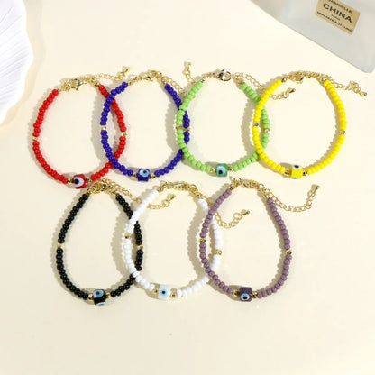 Bohemian Simple Style Eye Glass Beaded Gold Plated Women's Bracelets