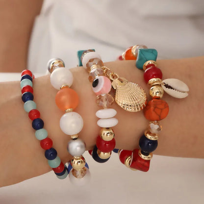 Bohemian Simple Style Shell Alloy Resin Glass Wholesale Bracelets