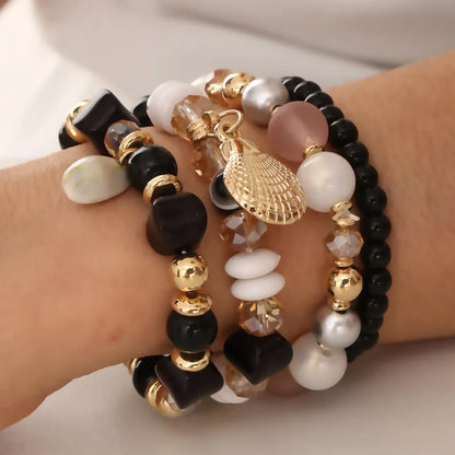 Bohemian Simple Style Shell Alloy Resin Glass Wholesale Bracelets