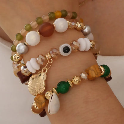 Bohemian Simple Style Shell Alloy Resin Glass Wholesale Bracelets