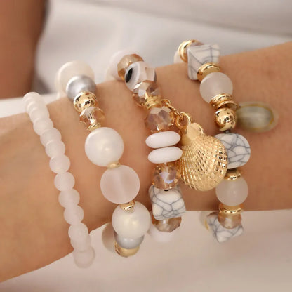 Bohemian Simple Style Shell Alloy Resin Glass Wholesale Bracelets