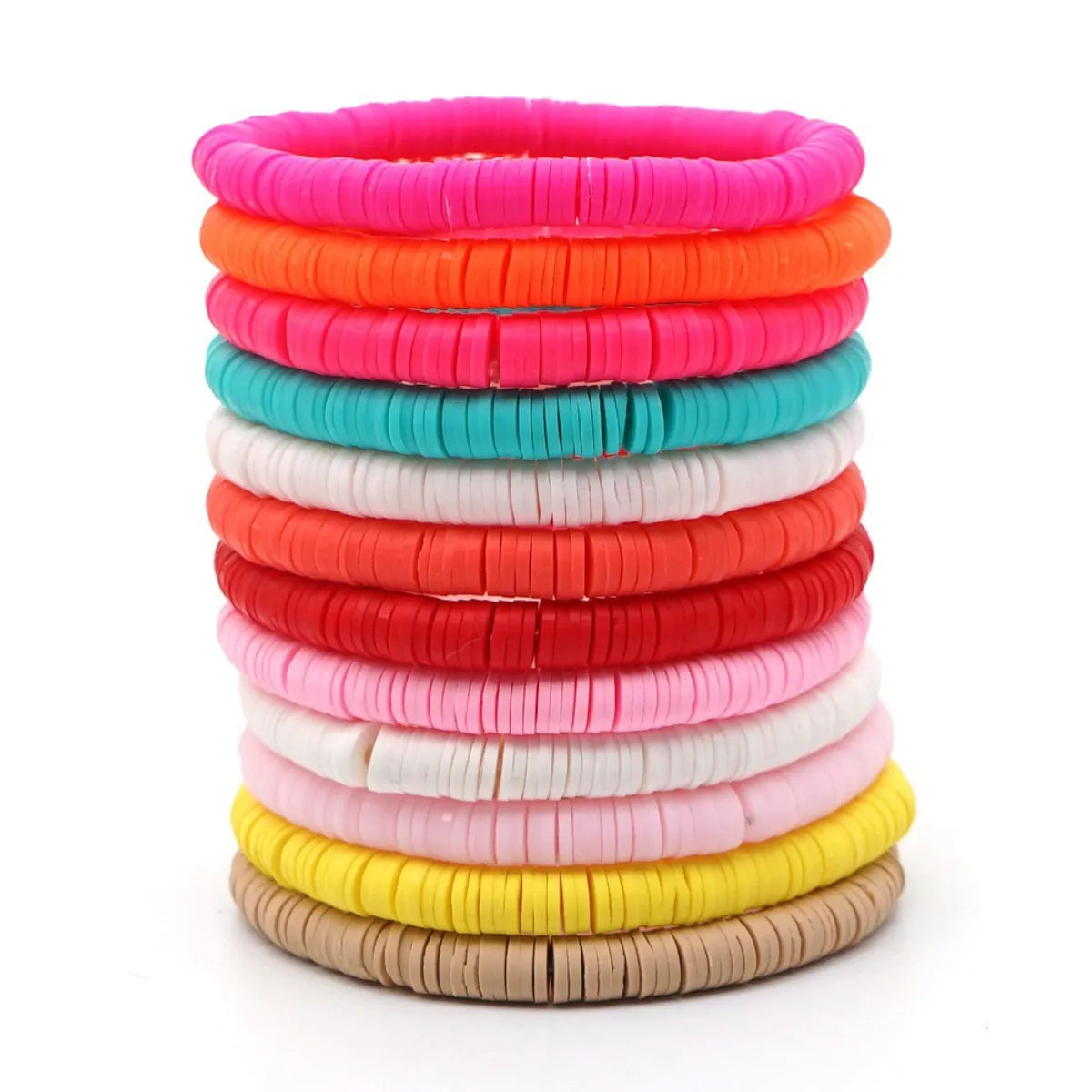 Bohemian Solid Color Clay Elastic Rope Bracelet Jewelry