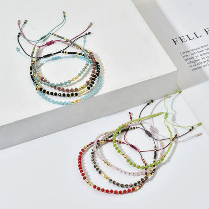 Bohemian Solid Color Natural Stone Drawstring Bracelets