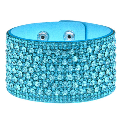 Bohemian Solid Color Velvet Pu Leather Inlay Rhinestones Women'S Bracelets