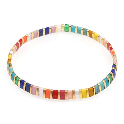 Cross-border New Arrival Twin Hand Jewelry Bohemian Beach Style Spring And Summer Tila Rainbow Small Bracelet For Women