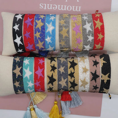 Bohemian Star Glass Tassel Unisex Bracelets 1 Piece