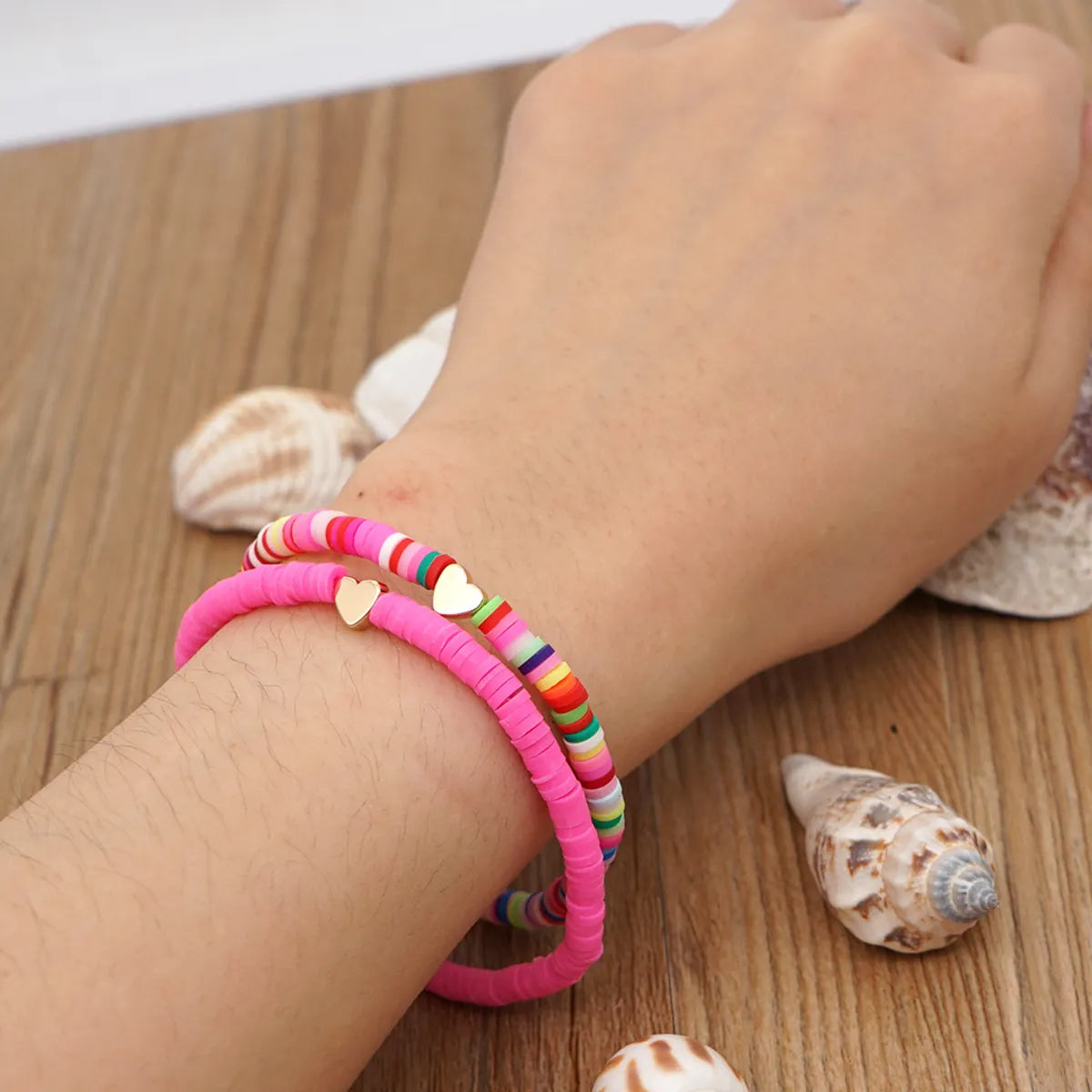 Bohemian Style Color Elastic Rope Heart Bracelet