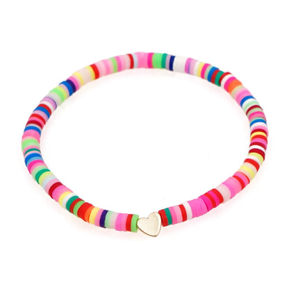 Bohemian Style Color Elastic Rope Heart Bracelet