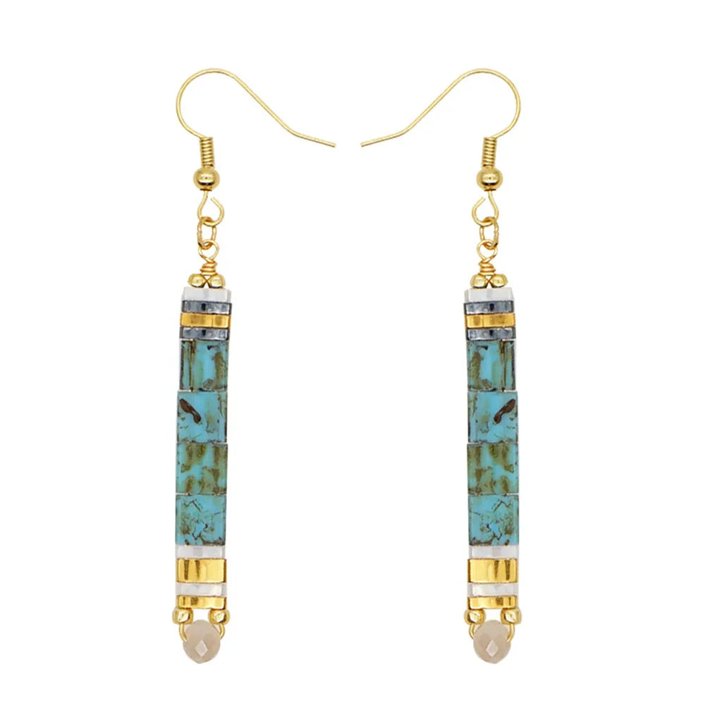 Bohemian Style Creative Rainbow Beads Long Earrings