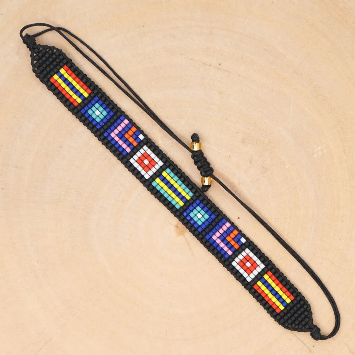 Bohemian Style Simple Rainbow Ribbon Beaded Woven Stacking Small Bracelet