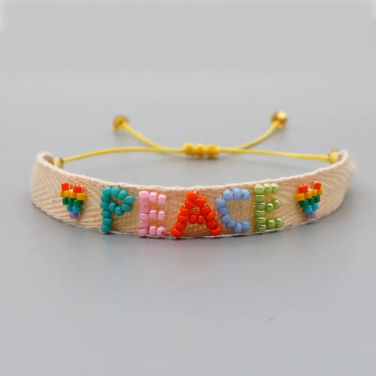 Bohemian Style Simple Rainbow Ribbon Beaded Woven Stacking Small Bracelet