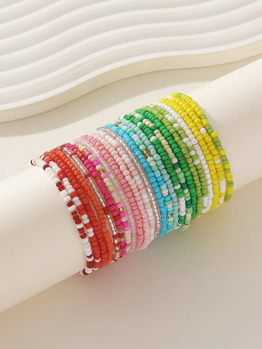 Bohemian Sweet Colorful Synthetic Resin Beaded Women'S Bracelets