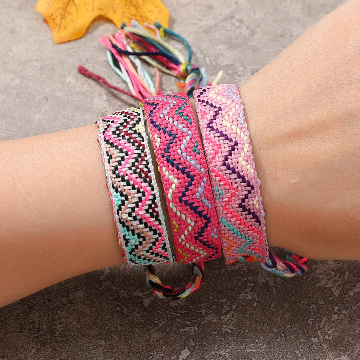 Bohemian Waves Rhombus Nylon Handmade Tassel Women's Bracelets