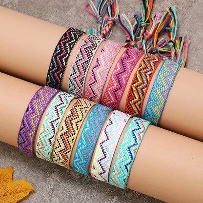 Bohemian Waves Rhombus Nylon Handmade Tassel Women's Bracelets