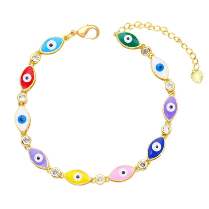 Boho Style Evil Eye Bracelet Color Dripping Eye Copper Bracelet Female Wholesale