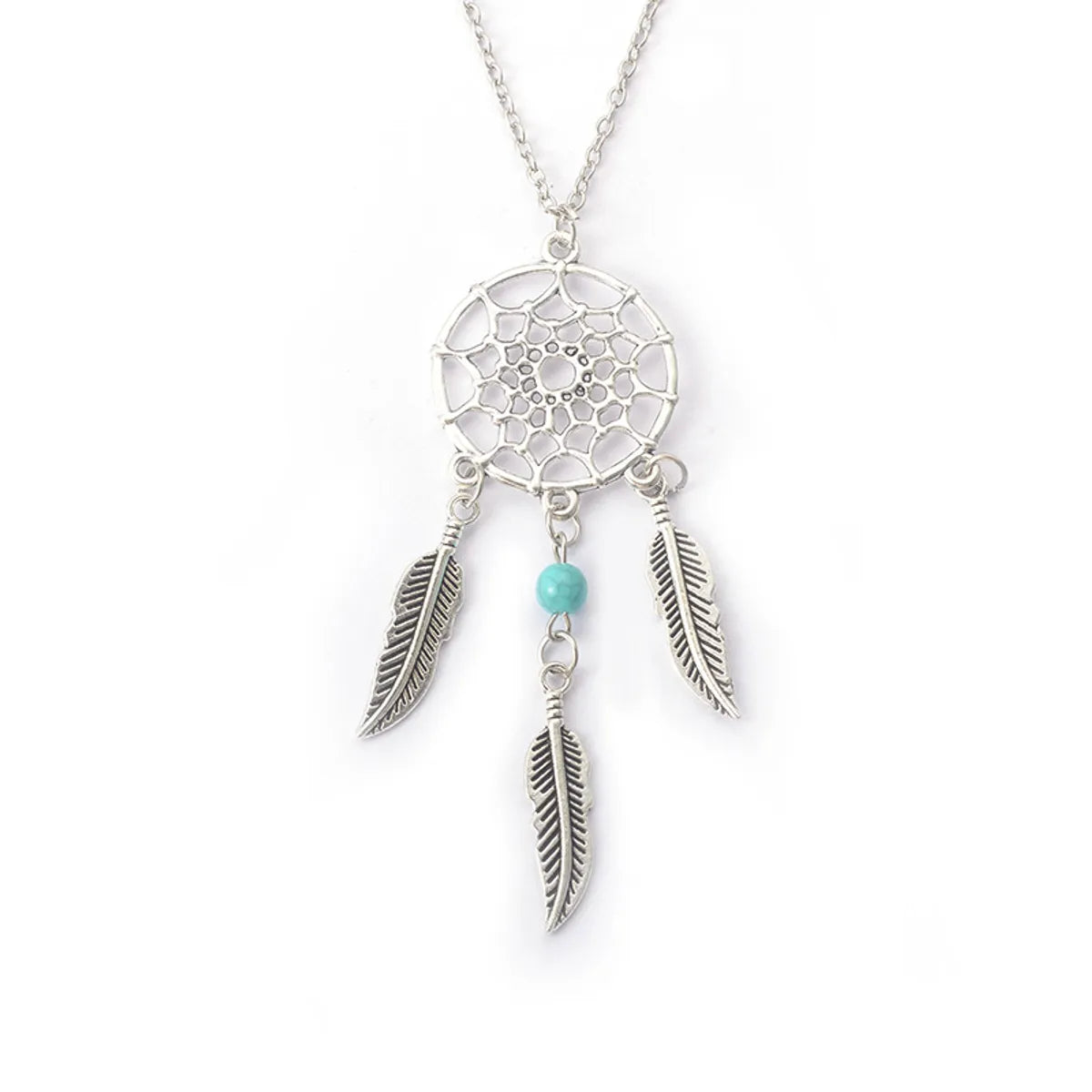 Boho Turquoise Tassel Feather Necklace