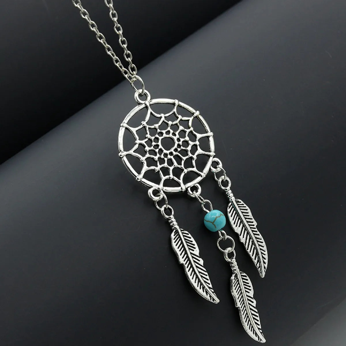 Boho Turquoise Tassel Feather Necklace