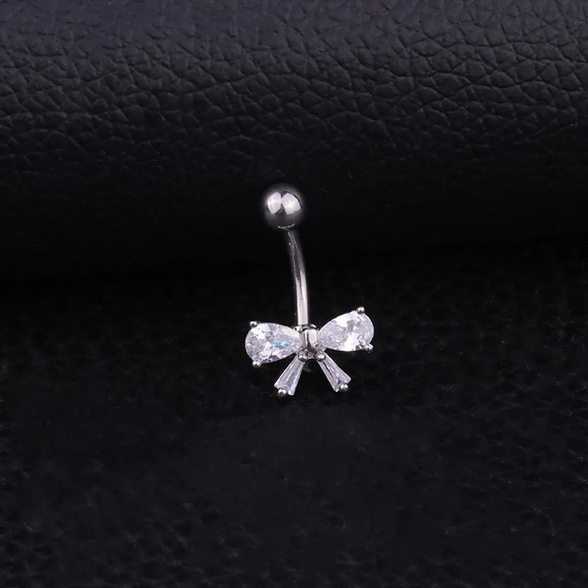 Fashion Bow Knot Stainless Steel Inlaid Zircon Belly Ring