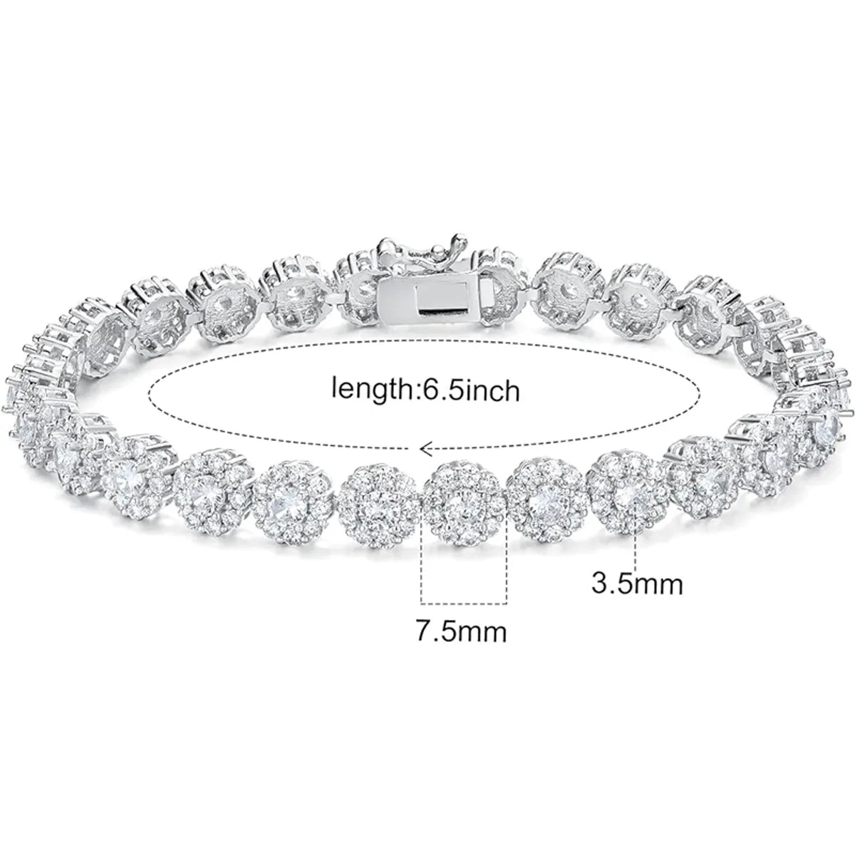 Brass 18K Gold Plated Casual Classic Style Plating Inlay Round Zircon Tennis Bracelet