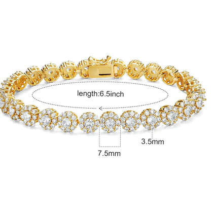 Brass 18K Gold Plated Casual Classic Style Plating Inlay Round Zircon Tennis Bracelet