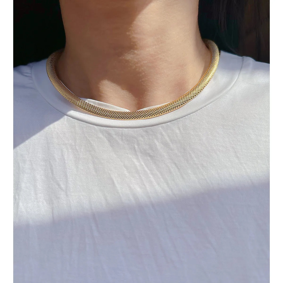 Brass 18K Gold Plated Exaggerated Plating Geometric Choker