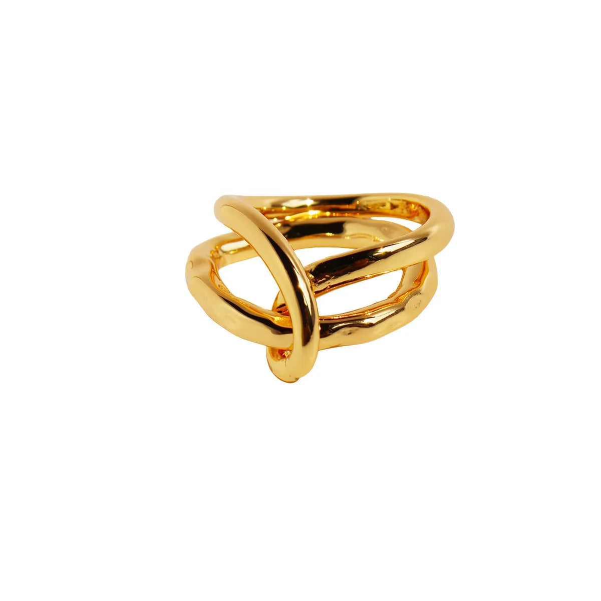 Brass 18K Gold Plated Exaggerated Simple Style Plating Geometric Knot Rings