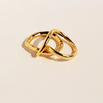 Brass 18K Gold Plated Exaggerated Simple Style Plating Geometric Knot Rings