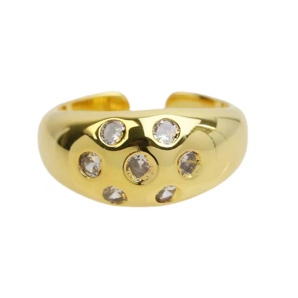 Brass 18K Gold Plated IG Style French Style Irregular Plating Inlay Geometric Zircon Open Rings