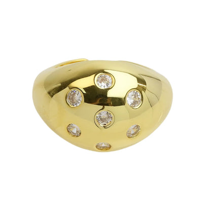 Brass 18K Gold Plated IG Style French Style Irregular Plating Inlay Geometric Zircon Open Rings