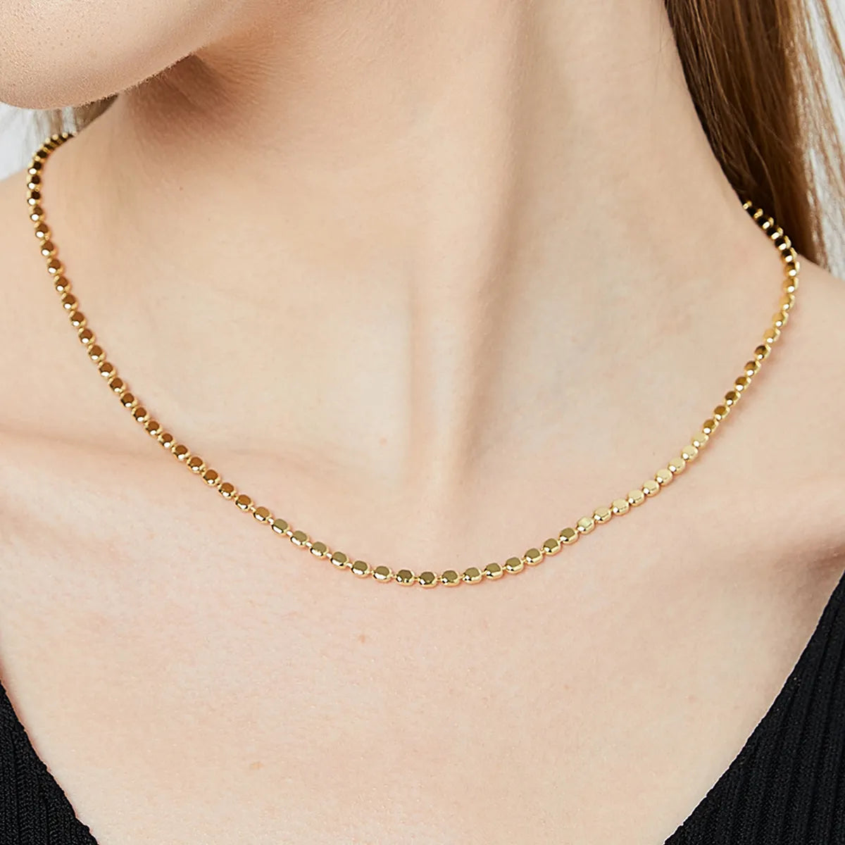 Brass 18K Gold Plated Paper Clip Solid Color Long Necklace Necklace