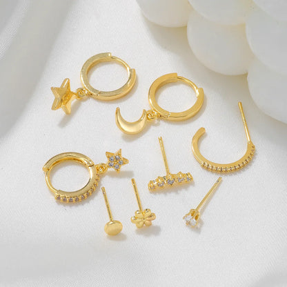 Brass 18K Gold Plated Plating Inlay Heart Shape Zircon Ear Studs