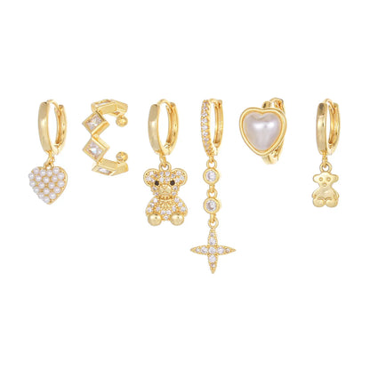 Brass 18K Gold Plated Plating Inlay Heart Shape Zircon Earrings