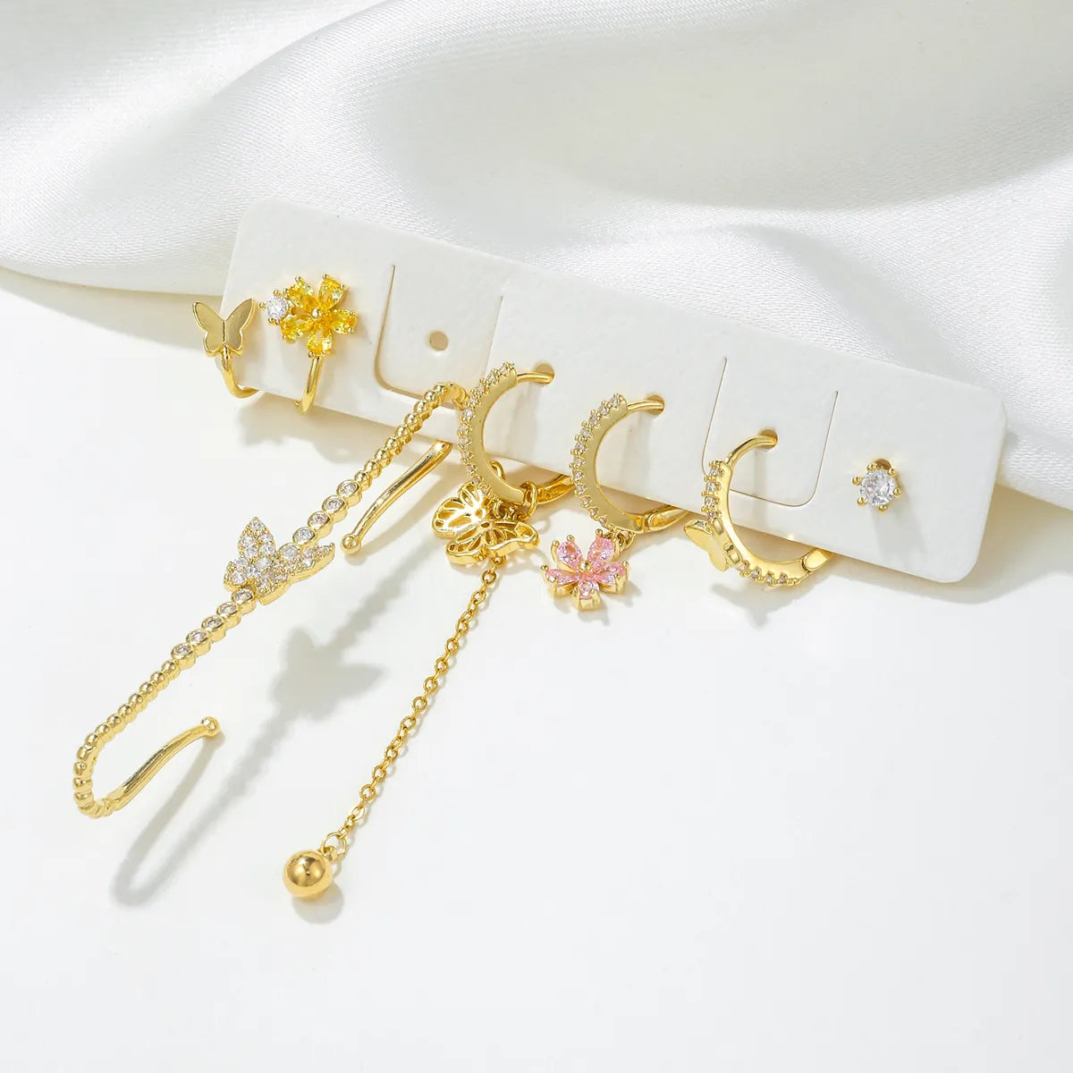 Brass 18K Gold Plated Plating Inlay Solid Color Zircon Ear Studs