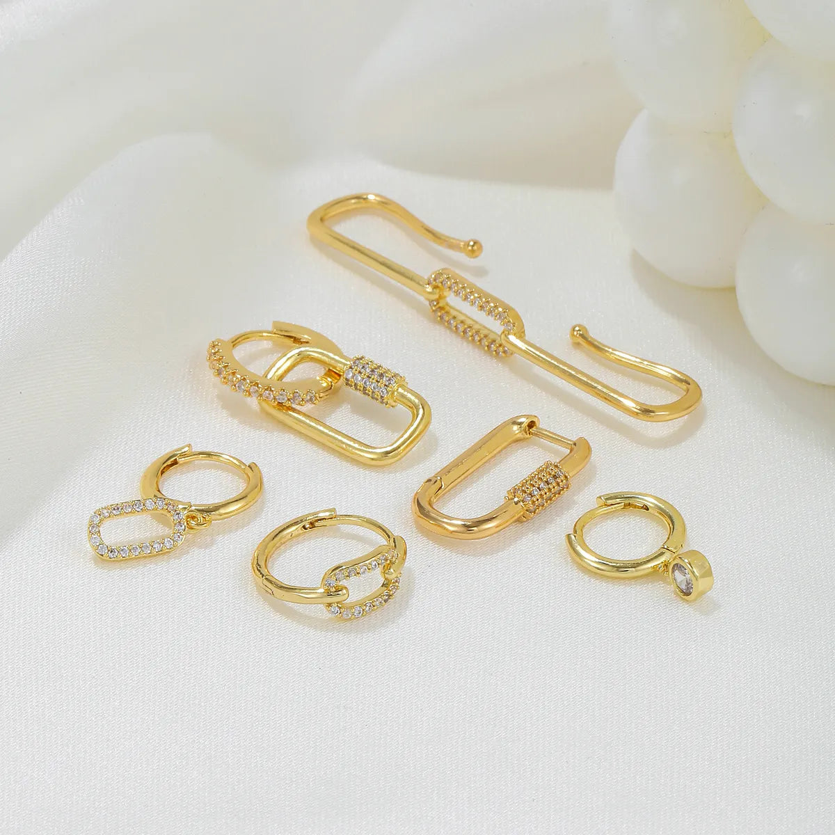 Brass 18K Gold Plated Plating Inlay Solid Color Zircon Earrings